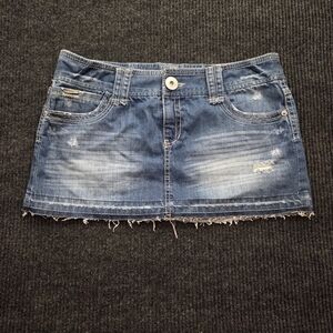 Aeropostale Distressed Blue Denim Mini Skirt